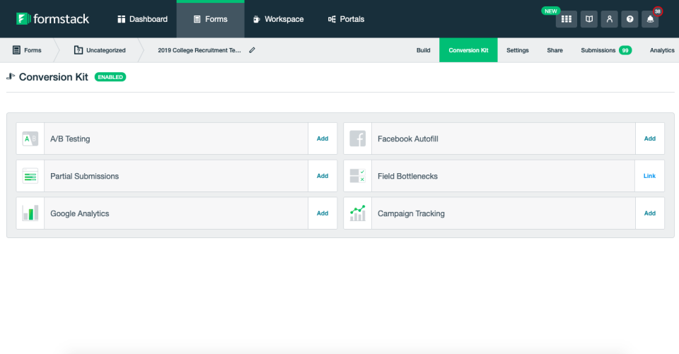screenshot of Formstack Forms